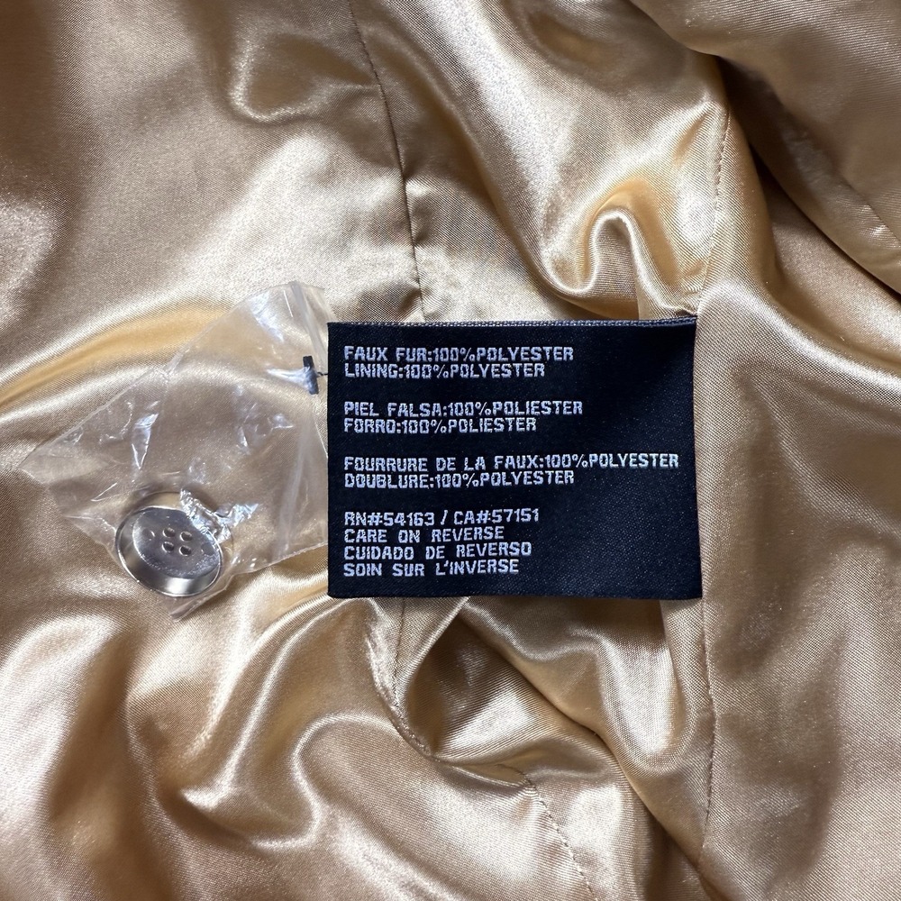 guess faux fur coat Women Winter Jacket Camel Small - Picture 5 of 10